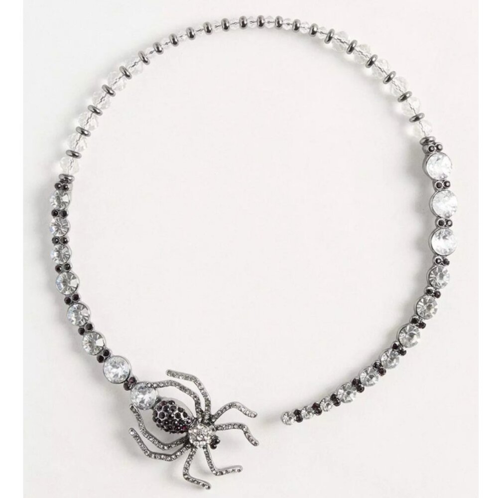 NEW Torrid Bejeweled Spider Rhinestone Hematite Statement Necklace